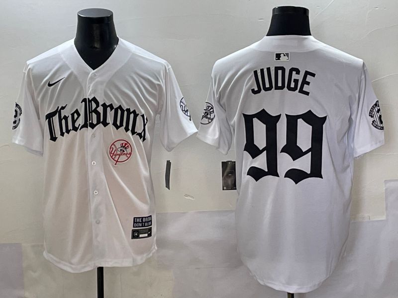 Men 2025 New York Yankees 99 Judge White Five generations Joint Name Nike MLB Jersey style 36